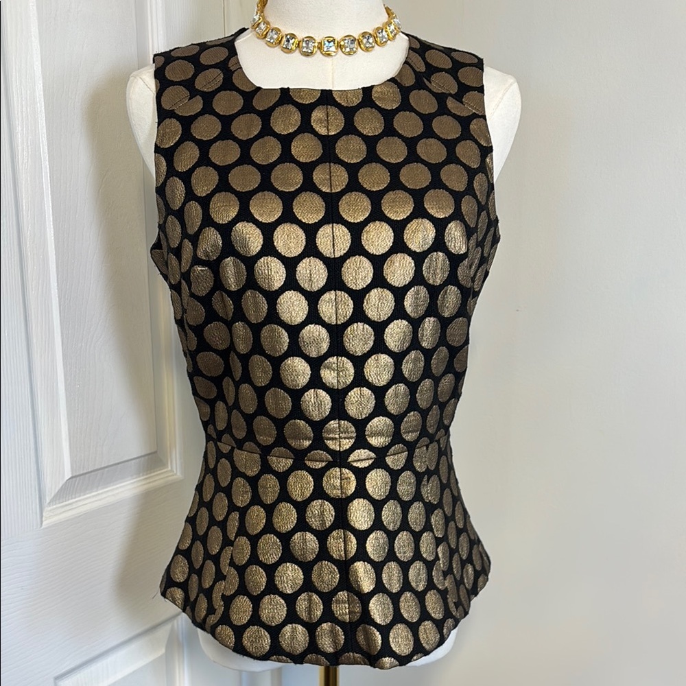 Vince Camuto Gold and Black Polka Dot Women's Top
